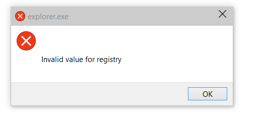  risolvere il valore non valido per errore del Registro di sistema,