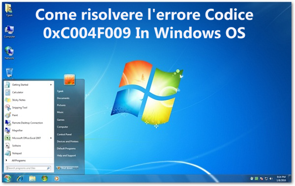 Errore di riparazione 0xC004F009