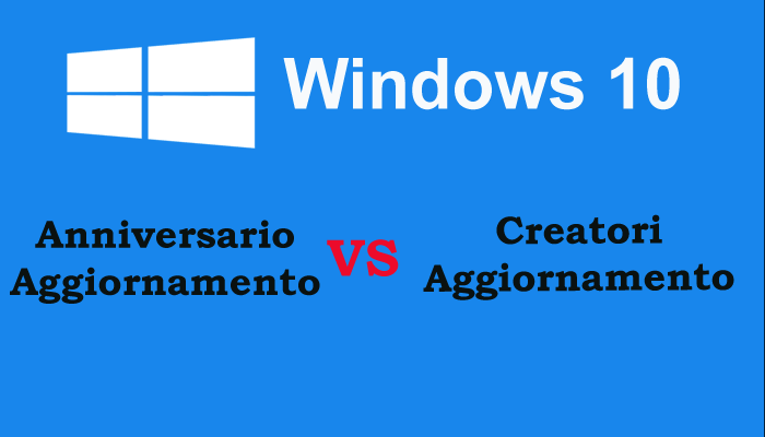 anniversario Aggiornamento vs aggiornamento creatori,