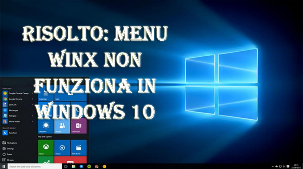 menù WinX non funziona in Windows 10