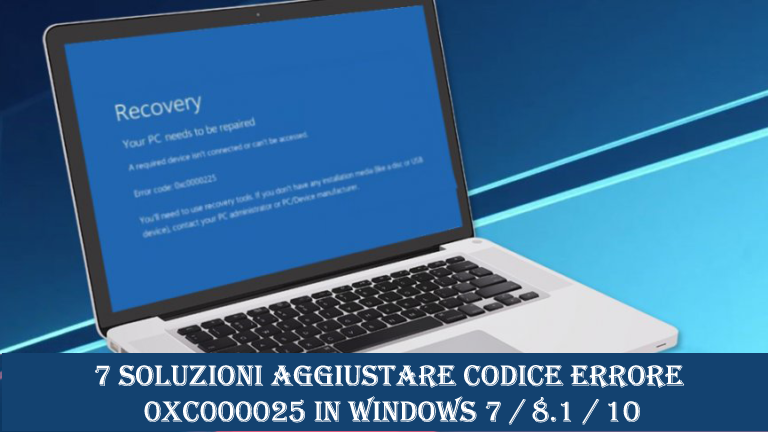 risolvere l'errore 0xc000025 in Windows