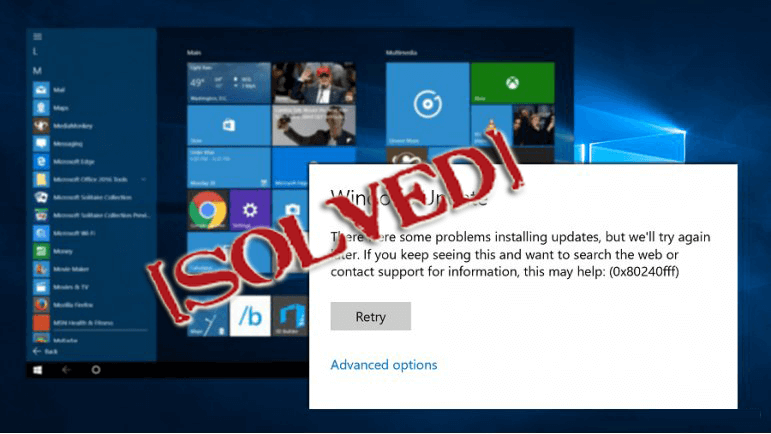Errore di aggiornamento di Windows 10 0x80240fff