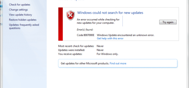 Fissare: Windows Aggiornamento Codice di errore 8007000E Fissare: Windows Aggiornamento Codice di errore 8007000E