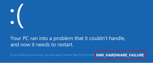 Fissare: NMI Hardware Fallimento BSOD in Windows 8 / 8.1 / 10