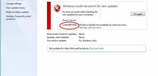 5 Trucchi veloci per risolvere Windows Aggiornare Errore Codice 80072EE2